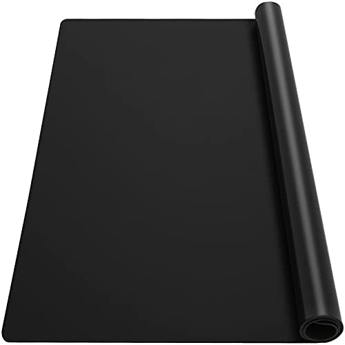 Ewen 39.4x23.5in 2mm Heat Resistant Silicone Mat, Extra Large Thick Placemat for Kitchen Counter, Workbench Countertop Protector Mat Hot Pads for Coffee Maker Bar Crafts Glass Top Stove Cover Black by Ewen