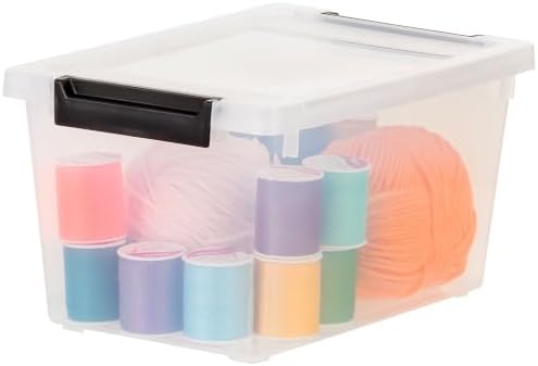 IRIS USA Storage Bins with Lids |Made in USA| 4 Qt - (6-Pack) - Clear/Black - Image 4