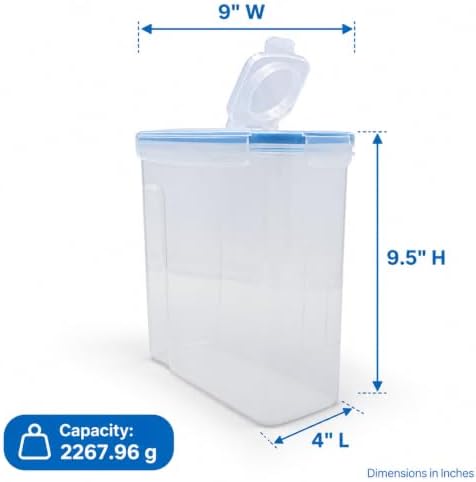 Basicwise Large BPA-Free Plastic Food Cereal Containers, Airtight Spout Lid Set of 2 - Image 5