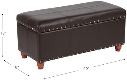 HomePop 40" Faux Leather Storage Cocktail Bench - Espresso - Image 3