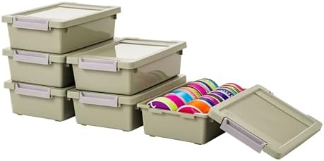 IRIS USA Storage Bins with Lids |Made in USA| 2 Qt - (6-Pack) - Sage Green by IRISUSA