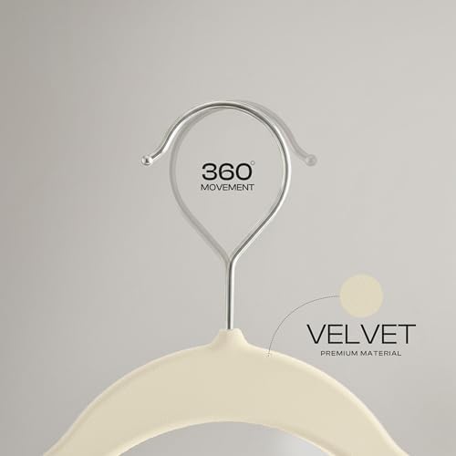 Utopia Home Velvet Hangers, 20 Pack, Ivory - Image 4