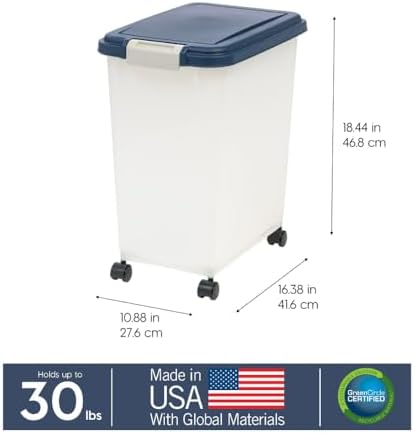 IRIS USA Dog Food Storage Container, Up to 30 lbs, Navy/Pearl, Made in USA - Image 3