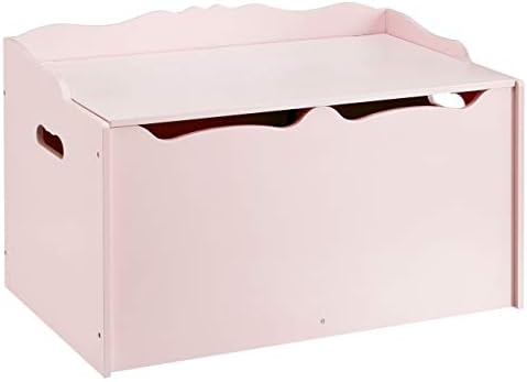 Amazon Basics Kids Wooden Toy Storage Chest with Safety Lid, Spacious Organizer for Bedroom, Pink, 30" x 18" x 19" by AmazonBasics