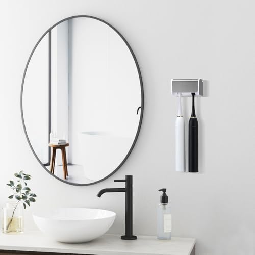 Toothbrush Holders Wall Mounted with Cover (1, Brushed Silver) - Image 2