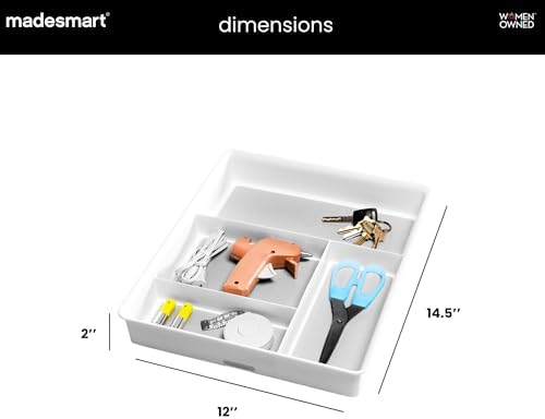 madesmart Classic 4 Compartment Drawer Organizer, White - Image 6