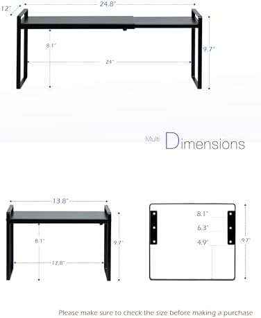 Nxconsu Cabinet Shelf Riser, Adjustable Cabinet Organizer, 12" Deep Black - Image 3