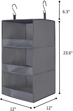 GRANNY SAYS 3-Shelf Hanging Closet Organizer, Foldable Storage, Gray - Image 3