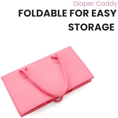 PandaEar 2 Pack Baby Diaper Caddy Organizer, Portable Diaper Holder Nursery Storage Basket for Wipes & baby stuff, Collapsible Baby Organizers with Divided Design (Red/Pink) - Image 5