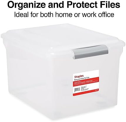 Staples Store & Slide Hanging File Box, Latch Lid, Letter/Legal, Clear - Image 2