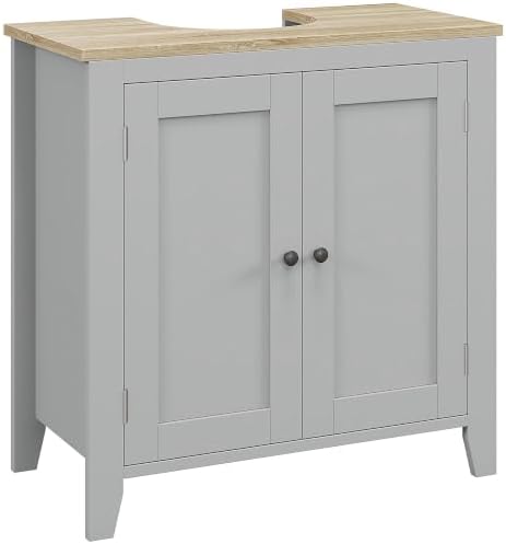 kleankin Pedestal Sink Storage Cabinet Under Sink Cabinet U-Shape Gray by Kleankin