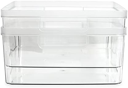 Isaac Jacobs 4-Pack Large Clear Storage Bins (11.5” L x 14” W x 5.5” H) w/Cutout Handles, Plastic Organizer for Home, Office, Kitchen, Fridge/Freezer, Bathroom, BPA Free, Food Safe (Large) - Image 6