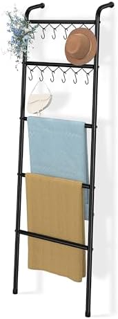 Simple Trending Blanket Ladder, 5 Tier Metal Towel Rack with 12 Hooks by SimpleTrending