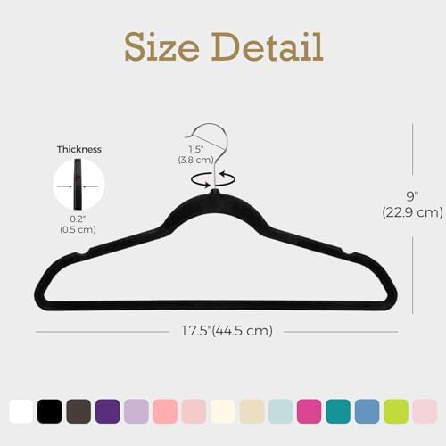 HOUSE DAY Black Velvet Hangers 60 Pack, Premium Non Slip Clothes Hangers - Image 5