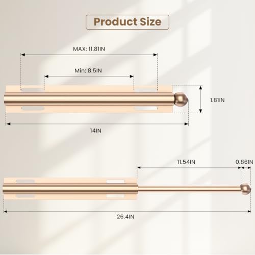 Supforce 14" Valet Rod for Closet Pull Out for Wardrobes RV, Matte Gold - Image 5