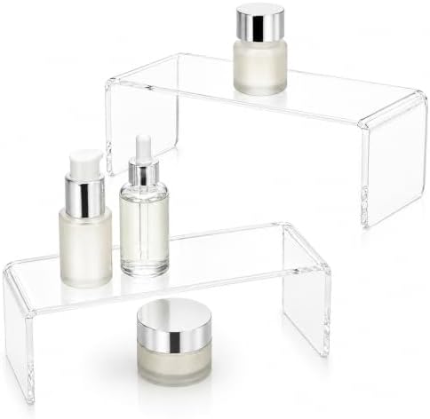 2 Pack Acrylic Medicine Cabinet Organizer, Narrow Bathroom Mirrior Cabinet Storage Shleves, Clear Acrylic Risers for Vanity, Kitchen & RV (11.34 x 2.95 x 3.66 in) - Image 2