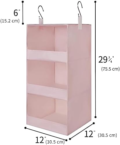 GRANNY SAYS 3-Shelf Hanging Closet Organizer, Foldable Storage, Pink - Image 3