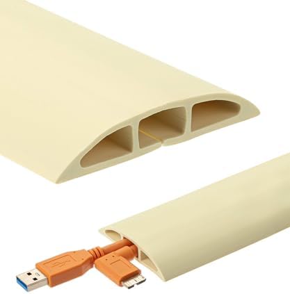 Bates- Floor Cord Cover, 30ft, Cable Cavity 0.6" (W) x 0.31" (H), Heavy Duty Wire Protector, PVC Extension Cords Hider, Protect Cords, Prevent Cable Trips, Cord Hider for Office, Home, Outdoor by BatesChoice