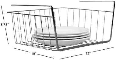 Under Shelf Steel Wire Basket Hanging Storage by Home Basics | Space Saver Slide-On Shelf Basket for Pantry, Cabinets, Closet - No Hardware Needed - Black Onyx - Image 4