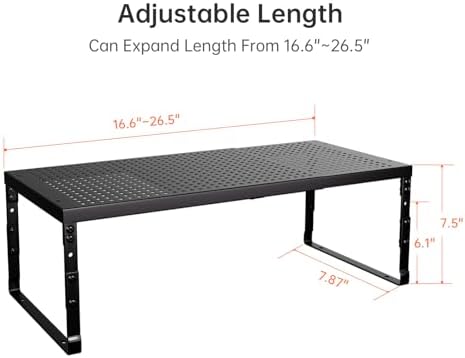 Expandable Adjustable Stackable Kitchen Organizer,Pantry Storage Shelves Racks,for cabinets Shelf, Kitchens, countertops, bathrooms,RV(1Pack/Black,Medium) - Image 3
