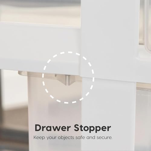IRIS USA 5-Drawer Rolling Storage Cart with Organizer Top, White/Clear - Image 6