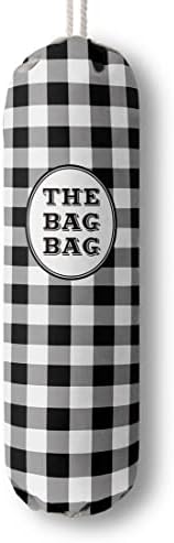 THE BAG BAG Plastic Bag Holder, Black and White Buffalo Check Plaid Grocery Bag Dispenser, Hanging Trash Bag Storage Organizer for Kitchen, Laundry Room, Pantry, Farmhouse Decor, Gifts For Grandma Mom by HiLus