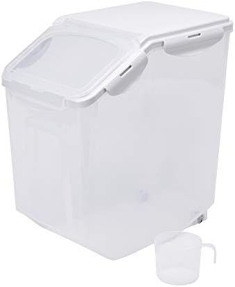 HANAMYA 15 Liter / 30 lbs Rice Storage Container with Measuring Cup, BPA free, For Rice | Grain | Pet Food | Flour, 1 count, Clear by HANAMYA