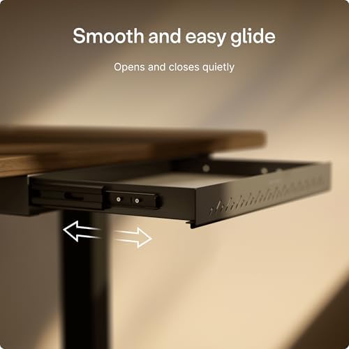 Desktronic Under Desk Drawer — Hidden Under-Desk Storage Organizer, Easy Install, Large Capacity Metal Sliding Drawer for Home Office, Standing Desk & Workstation (Black) - Image 5