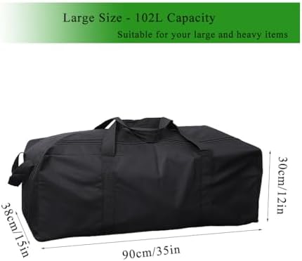 102L Extra Large Duffle Bag with Side Zipper, Heavy Duty 600D Waterproof Moving Bag for Travel & Camping, Foldable Cargo Luggage for Sports Gear with Lockable Zippers(102L) - Image 3