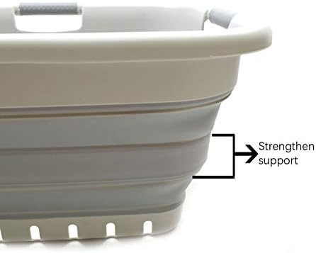 SAMMART 41L (10.8 gallon) Set of 2 Collapsible 3 Handled Plastic Laundry Basket-Foldable Pop Up Storage Container/Organizer-Space Saving Hamper/Basket (2, Grey/Grey) - Image 5