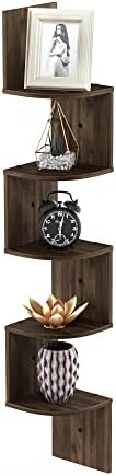Furinno Rossi 5-Tier Corner Floating Book Shelves for Wall, Columbia Walnut by Furinno-FitsYourSpaceFitsYourBudget