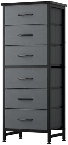 Sweetcrispy Tall Fabric Dresser for Bedroom, 6 Drawer Chest of Drawers by Sweetcrispy