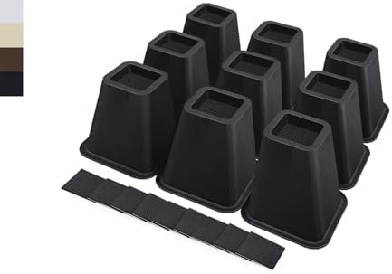 ANNKUT 6 Inch Heavy Duty Bed Risers, Furniture Risers for Desk, Chair, Table or Sofa, Couch Lift Risers, Supports up to 2200 lbs per Leg(9 Pack Black) by ANNKUT