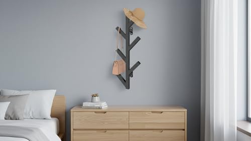 Vlush Wall-Mounted Metal Coat Rack with 6 Hooks Black coat hooks - Image 6