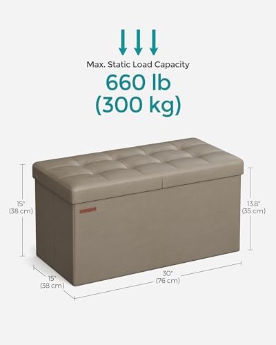 SONGMICS 30 Inches Folding Storage Ottoman Bench with Flipping Lid - Image 3