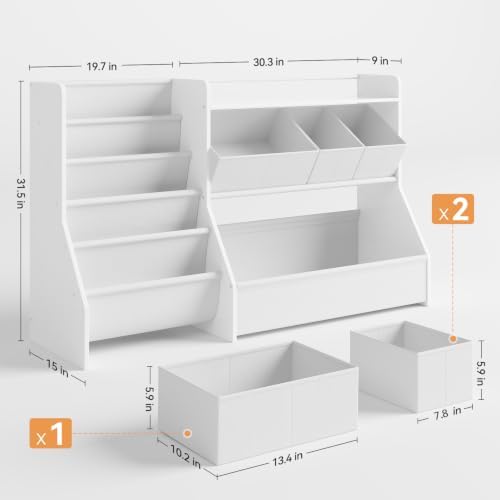 FOUCSSOMEI Kids Toy Storage Organizer with Bookshelf for Playroom Nursery - Image 2