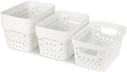 Glad Plastic Baskets for Organizing, Set of 6 | Pantry Storage for Under Counter, Linen Closet, and Bathroom | Nesting Shelf Bins with Handles, 1 Gallon, White - Image 6
