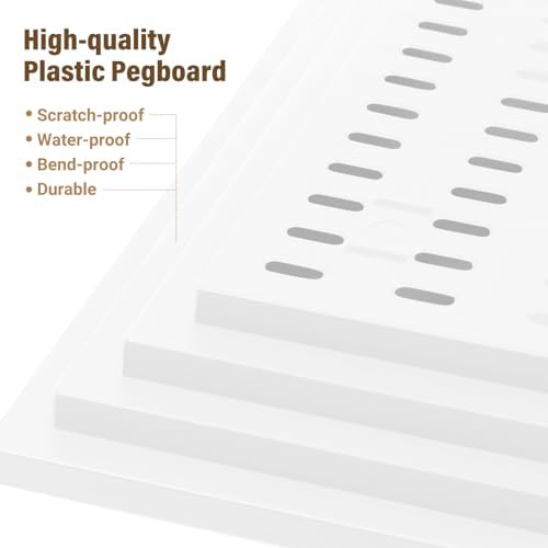 AKTOP Modular Plastic Peg Board Wall Organizer, 4 Pack, 12"x12", White - Image 4