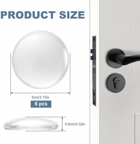 Door Stoppers for Wall, 6 Pack, 3.15" Clear, for Door Knob Wall Protection - Image 2