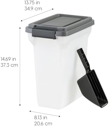 IRIS USA Dog Food Storage Container, Up to 13 lbs, Dark Gray, Made in USA - Image 2