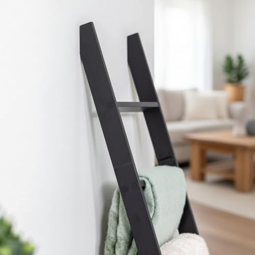 Blanket Ladder for the Living Room and Bedroom, Quilt Rack, 6-Tier, Black - Image 4