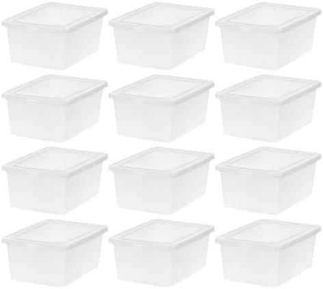 IRIS USA 12-Pack 15 Qt Storage Bins with Lids, Clear, Stackable by IRISUSA