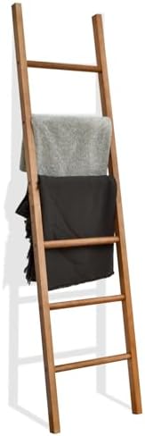 FUIN Blanket Ladder, 6ft Rustic Solid Wood Rectangle Decor Rack, Natural by FUIN