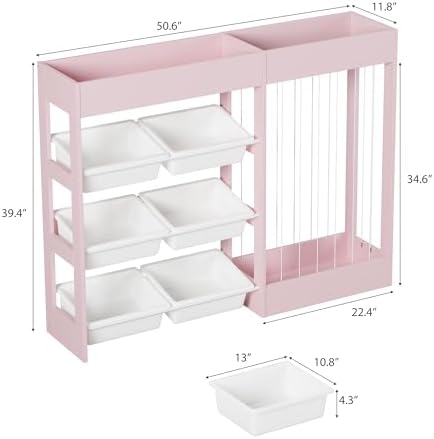 VontinT 50.6" W Toy Organizers and Storage with Stuffed Animal Zoo, Wooden - Image 3