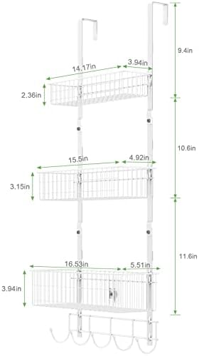 ETELI Over The Door Basket Organizer with 3 Mesh Baskets and 5 Hooks Heavy Duty Pantry Door Organizer Back of Door Storage Rack for Bathroom, Kitchen, Office, White - Image 4
