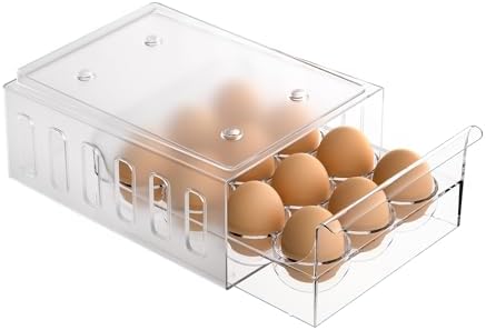 Ettori Egg Holder for Refrigerator Drawer Type Egg Container for Refrigerator BPA Free Fridge Organizer-12 Egg Storage,Stackable by Ettori
