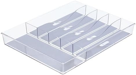 Glad Silverware & Utensil Drawer Organizer - Divided Clear Plastic Storage Tray with 6 Compartments for Kitchen Flatware and Cutlery - BPA Free, Food Safe, Non Slip, 12x15 inches - Image 4