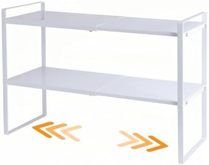 2-Tier Expandable Organizer Shelf for Kitchen Cabinet, Countertop, Pantry & Under-Sink Storage(white) by LJHFUQHUHU
