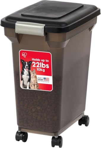IRIS USA Dog Food Storage Container, Up to 22 lbs, Smoke, Made in USA by IRISUSA