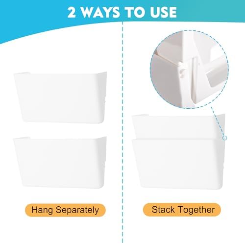 EASEPRES 8 Pack White Plastic Single Pocket Hanging File Organizer, Wall Mount Paper Mails Magazines Holder, Mounted Folder Bins for Office, School and Home, 12.99x4.13x7.48 inches - Image 3